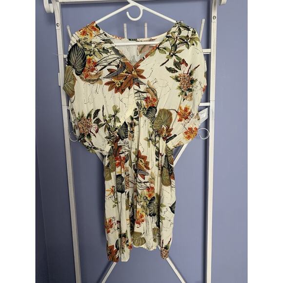 Tropical Floral Spring Summer Short Dress Hawaii Vacation Relax S/M - Picture 3 of 3